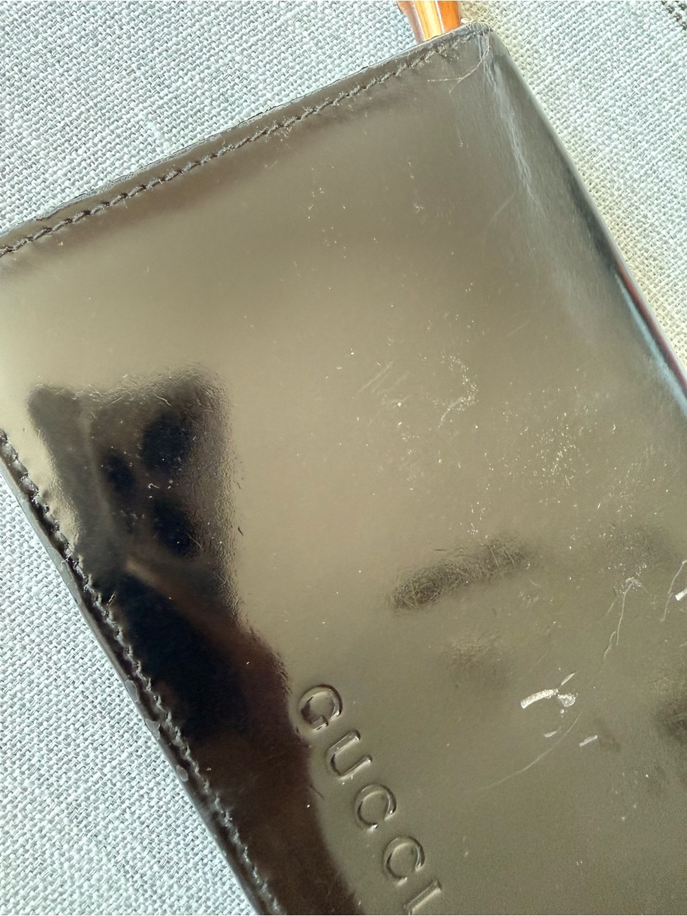 Gucci Black Patent Leather Zip Wallet with Gold-Tone Trim (vintage) - Picture 3 of 13